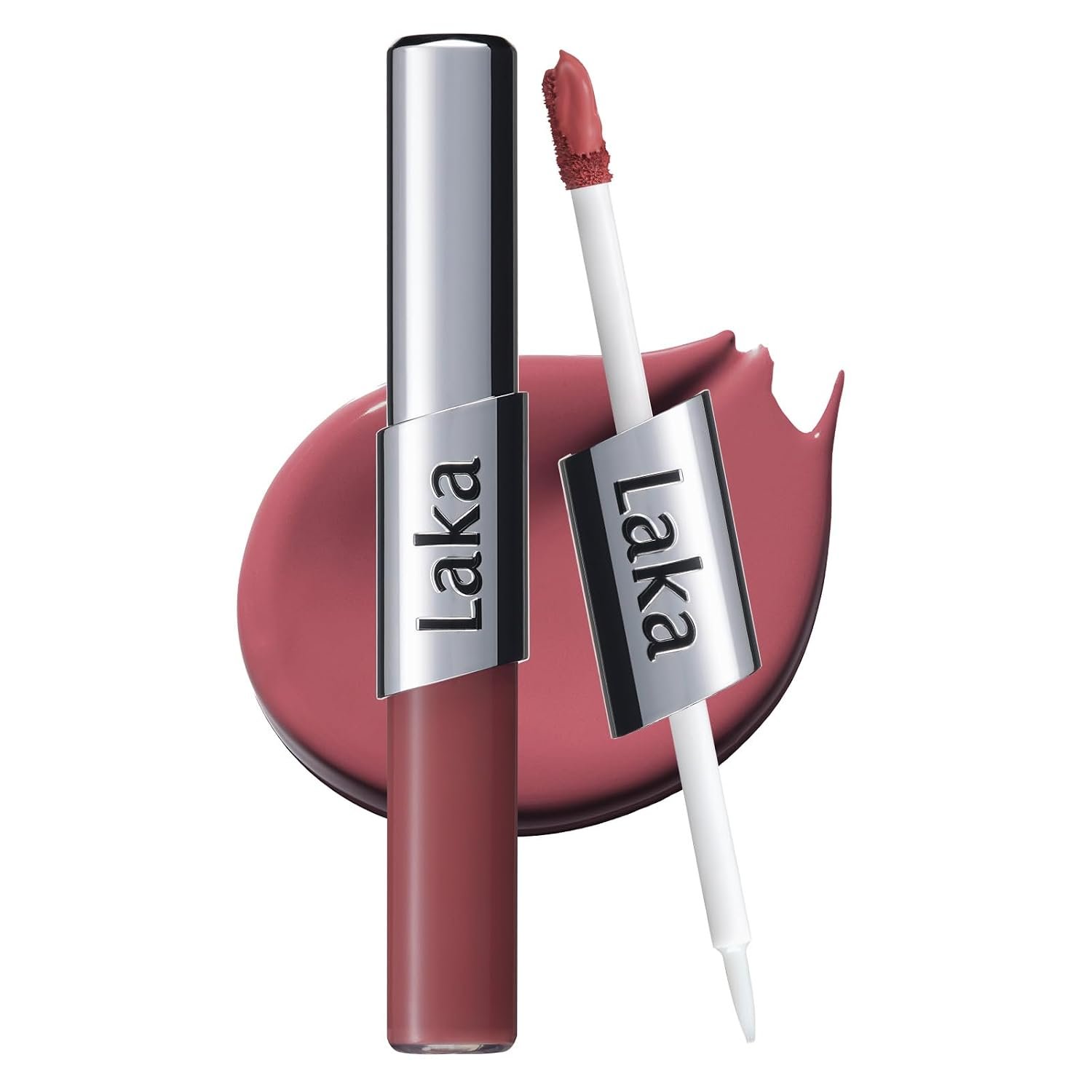 Laka Perfect Twin Lip – Dual-Ended Matte Liquid Lipstick & Clear Gloss | Transfer Proof Color | High Pigmented Lightweight Non-Sticky | Korean Makeup | #909 Guilty Mauve (Cool Mauve Rose), 0.31oz