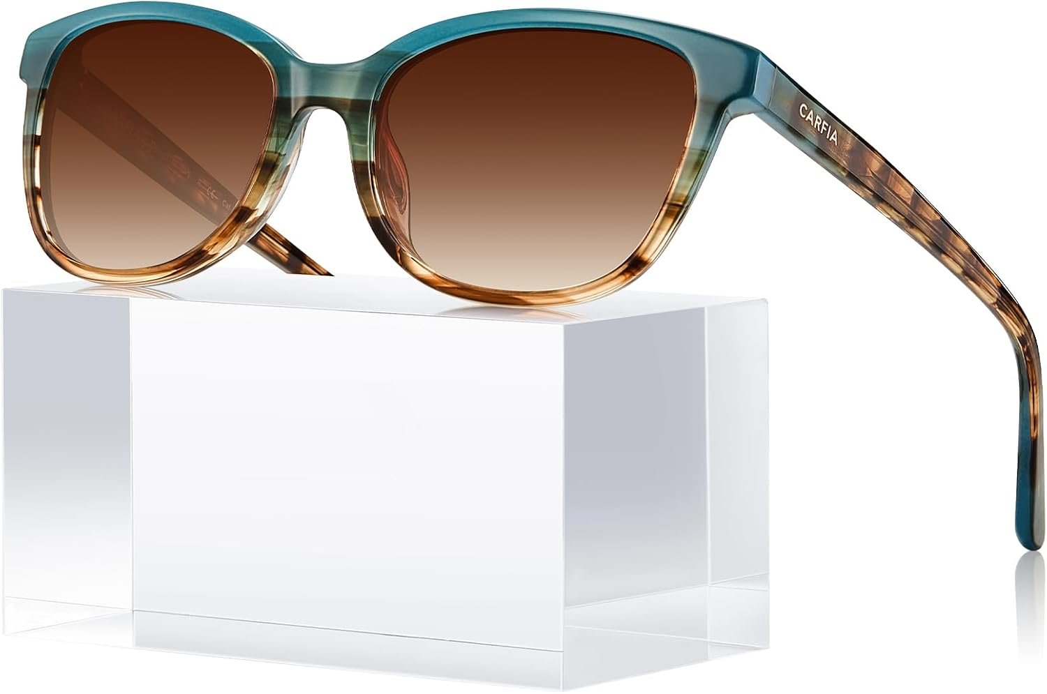 CARFIA Designer Acetate Womens Polarized Sunglasses Fit Most Face Shapes | Trendy Subtle Cat Eye Shades, UV Protection, Hypoallergenic, Handmade, Non-fading, Ideal for Driving, Beach, Gift, Daily Wear