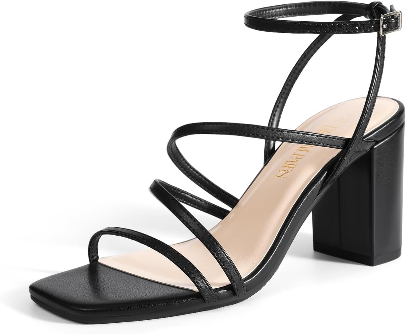 DREAM PAIRS Women’s Heels Chunky Block Strappy Square Open Toe Ankle Buckle 3.15 Inch Heeled Sandals Wedding Party Dress Prom Shoes
