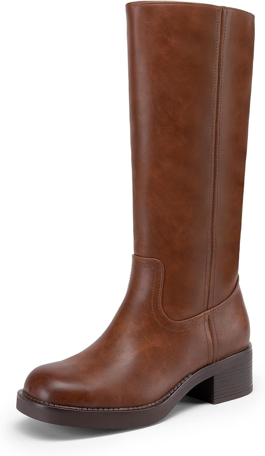 DREAM PAIRS Women’s Square Toe Platform Chunky Block Heel Knee High Riding Boots | Square Round Toe,Riding Tall Boots,Side Zipper,Chunky Block Heel,Banana Yellow Brown Color,Summer Fall Fashion Daily Boots