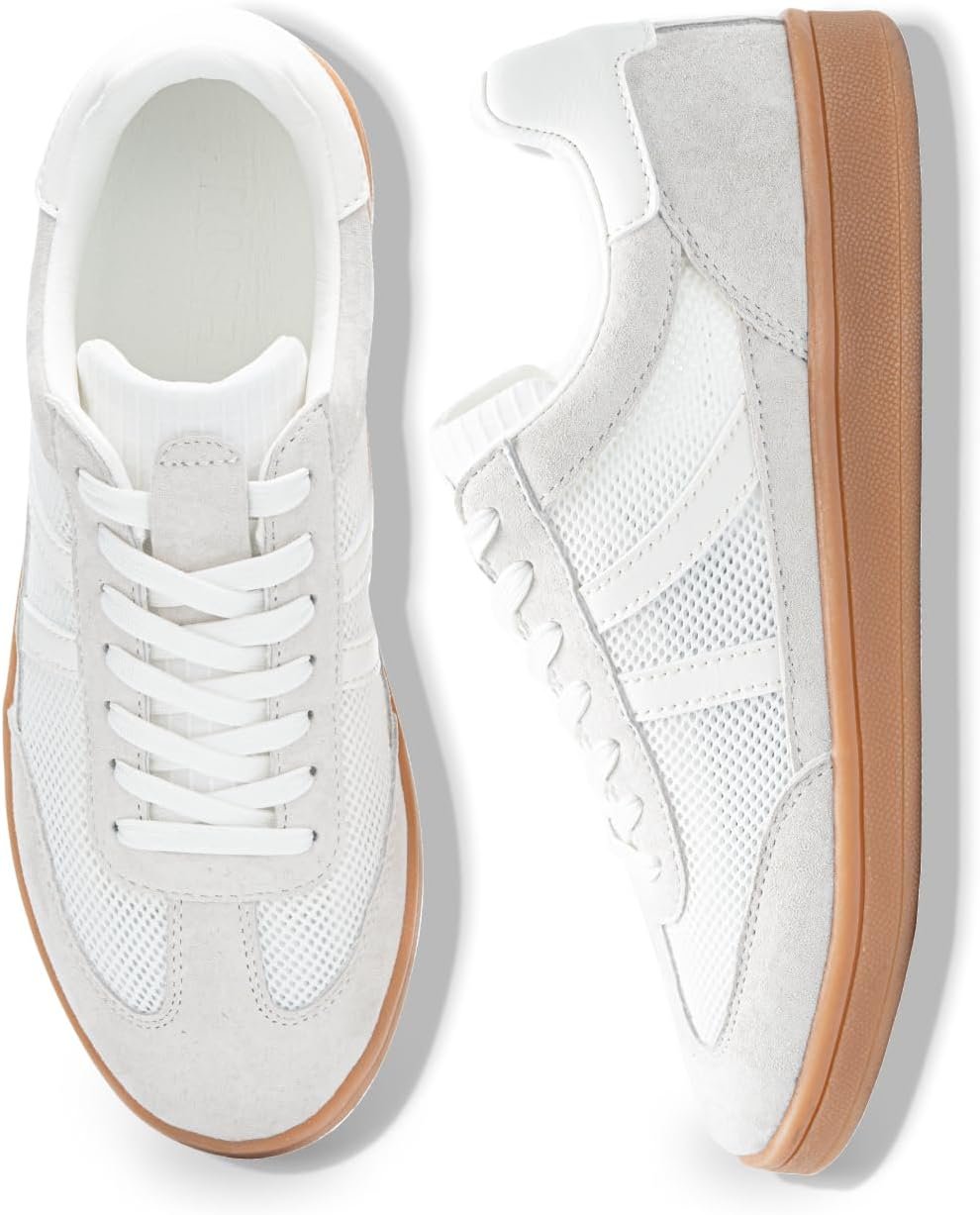 Rosella Carlie Women’s Fashion Sneakers – Leather Slip On Shoes for Women | Stylish and Lightweight Spring Shoes for Women Casual Non-Slip Lace-Up Sneakers with Removable Insole Walking Footwear
