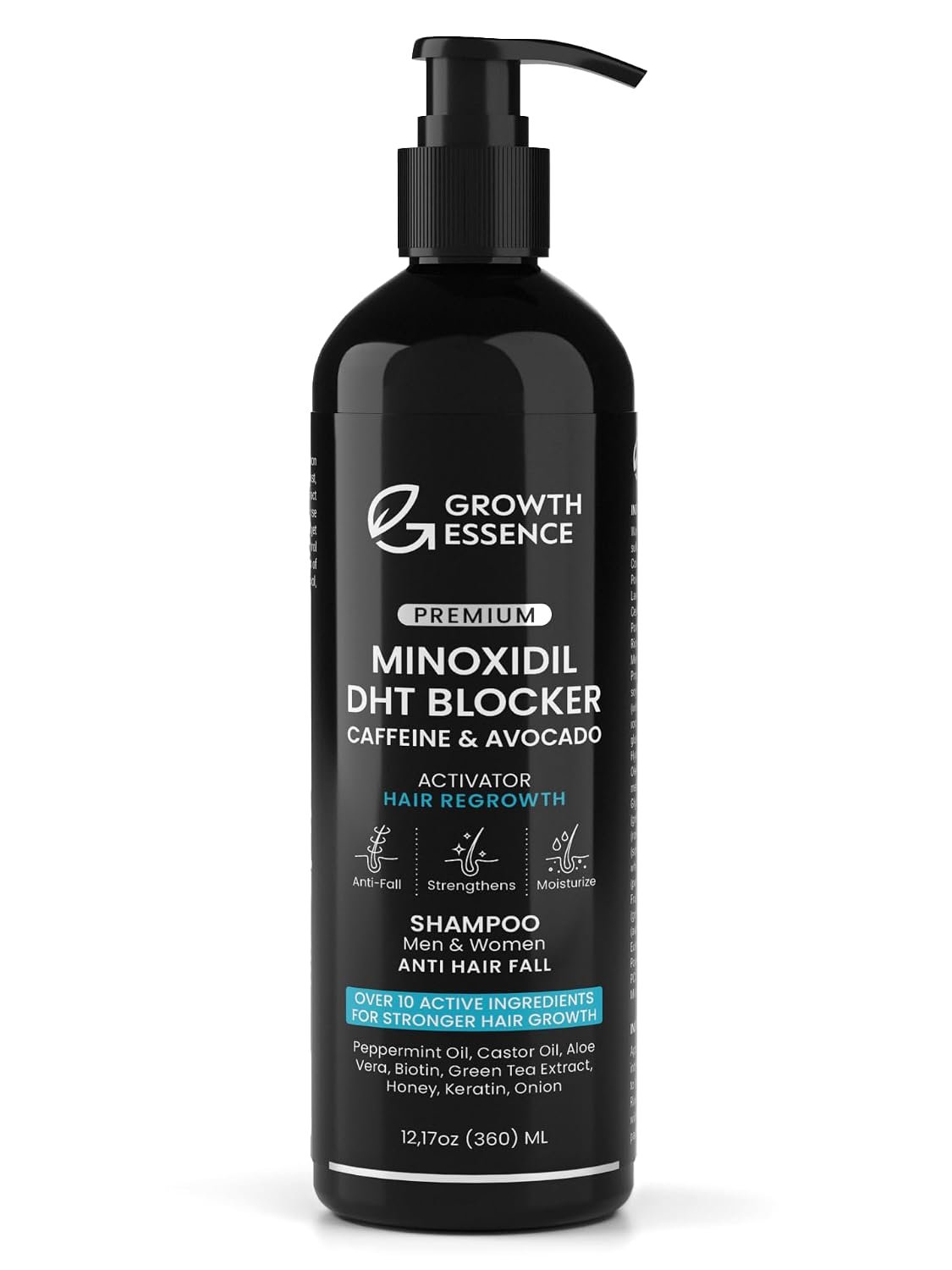 Minoxidil & Biotin Shampoo for Hair Growth – Enriched with Caffeine, Castor Oil & Onion – DHT Blocker for Thicker, Healthier Hair – Strengthening Formula for Men & Women