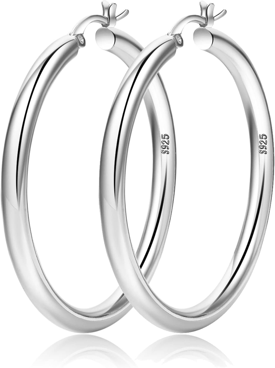 4mm Thick Gold Chunky Earrings Steling Silver Post Hoops Earrings For Women Hollow Tube Hoops Earrings Thick Gold Hoop Earrings Hypoallergenic Lightweight Gold Hoop Large Earrings 20/30/40/50/60MM