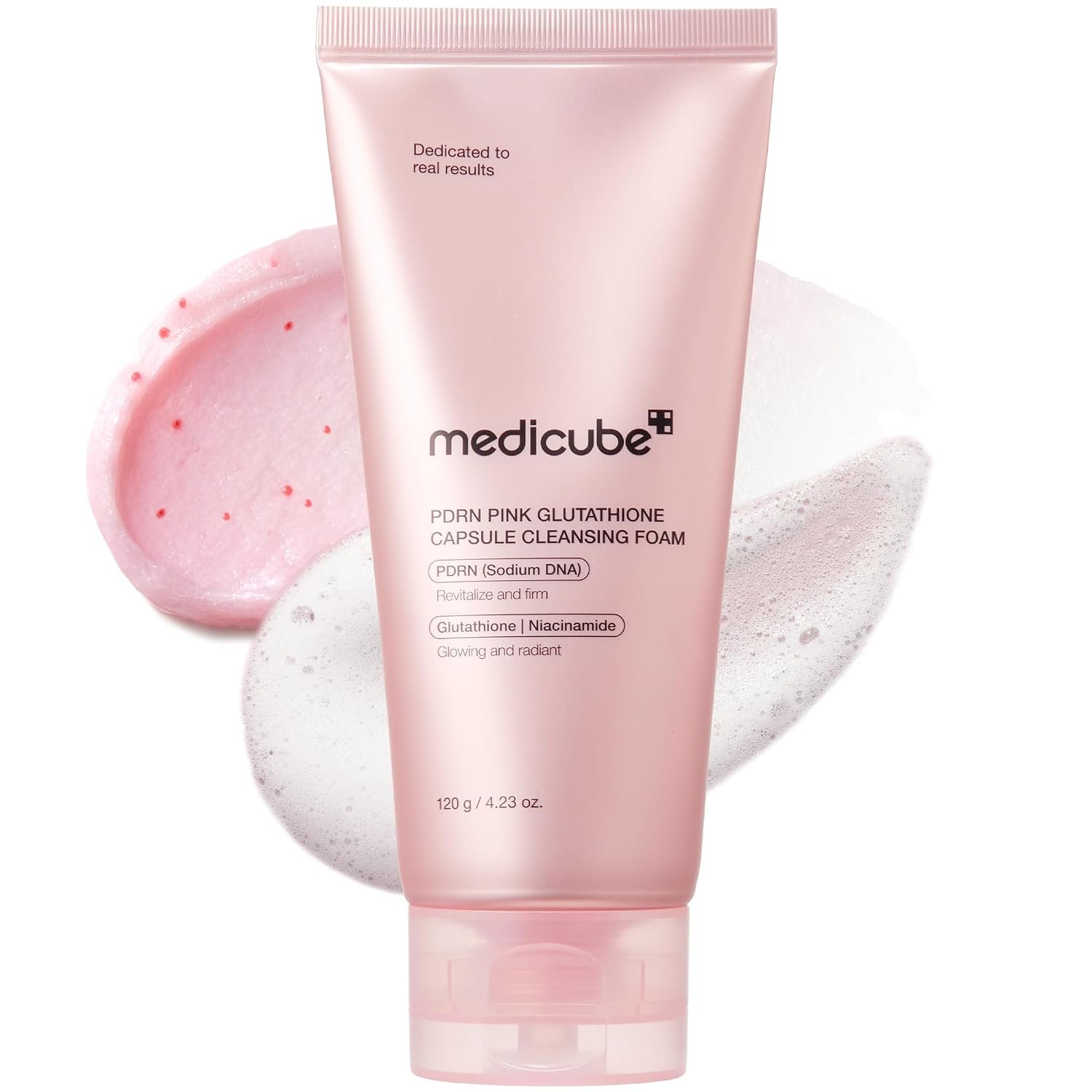 medicube Facial Cleanser PDRN Pink Glutathione Capsule Foam Cleanser | Daily Facial Cleanser for Pores – Uneven Skin Tone & Texture, Hydrating & Non-Stripping Face Wash, Korean Skincare, 4.23 oz