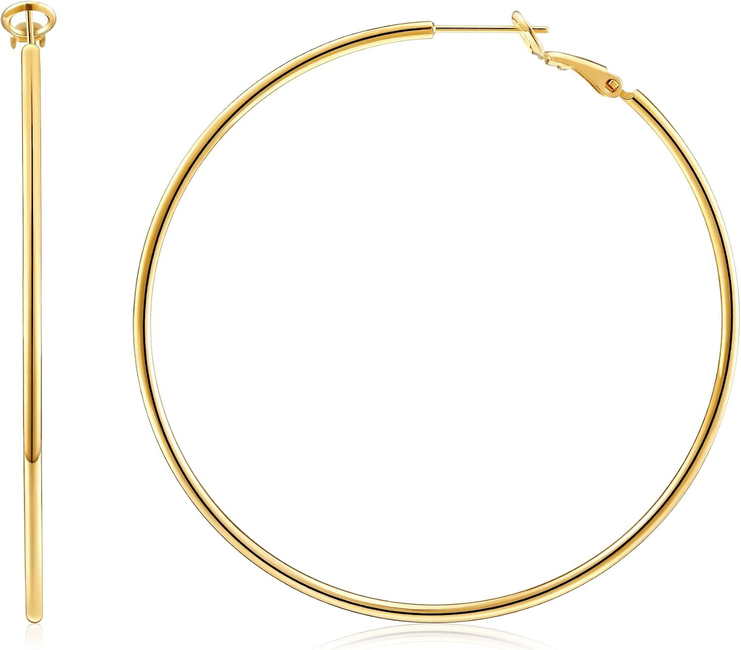 Gold Hoop Earrings for Women, 14K Gold Plated Thin Hoops | S925 Sterling Silver Post Hypoallergenic Hoop Earrings, Lightweight Minimalist Design, Classic Jewelry Gift for Women