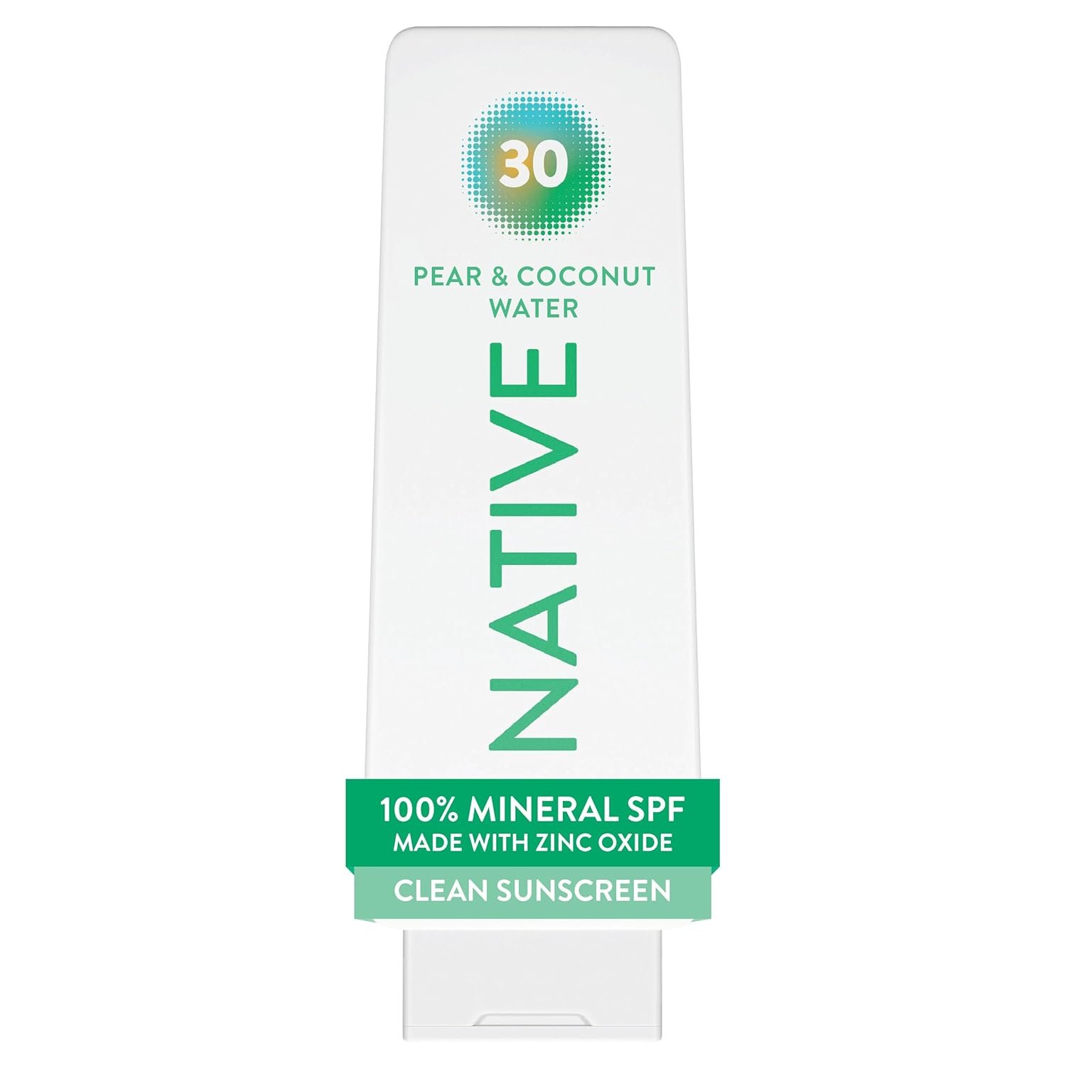 Native Mineral Sunscreen Lotion SPF 30, Pear & Coconut Water Scent, with 100% Mineral Zinc Oxide for Face & Body, Hawaii Compliant, Vegan, No White Cast – 7 oz