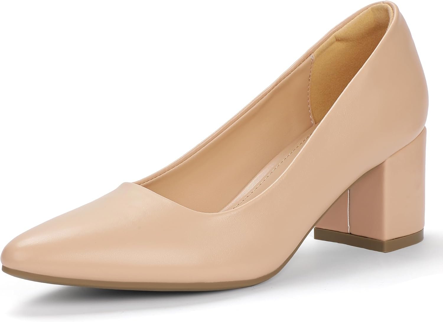IDIFU Women’s Pumps Closed Toe Low Chunky Block Heels Dress Shoes for Women Office Work Business Wedding Prom Shoes Trendy Comfortable Pointed Toe Short Thick Heels Pumps