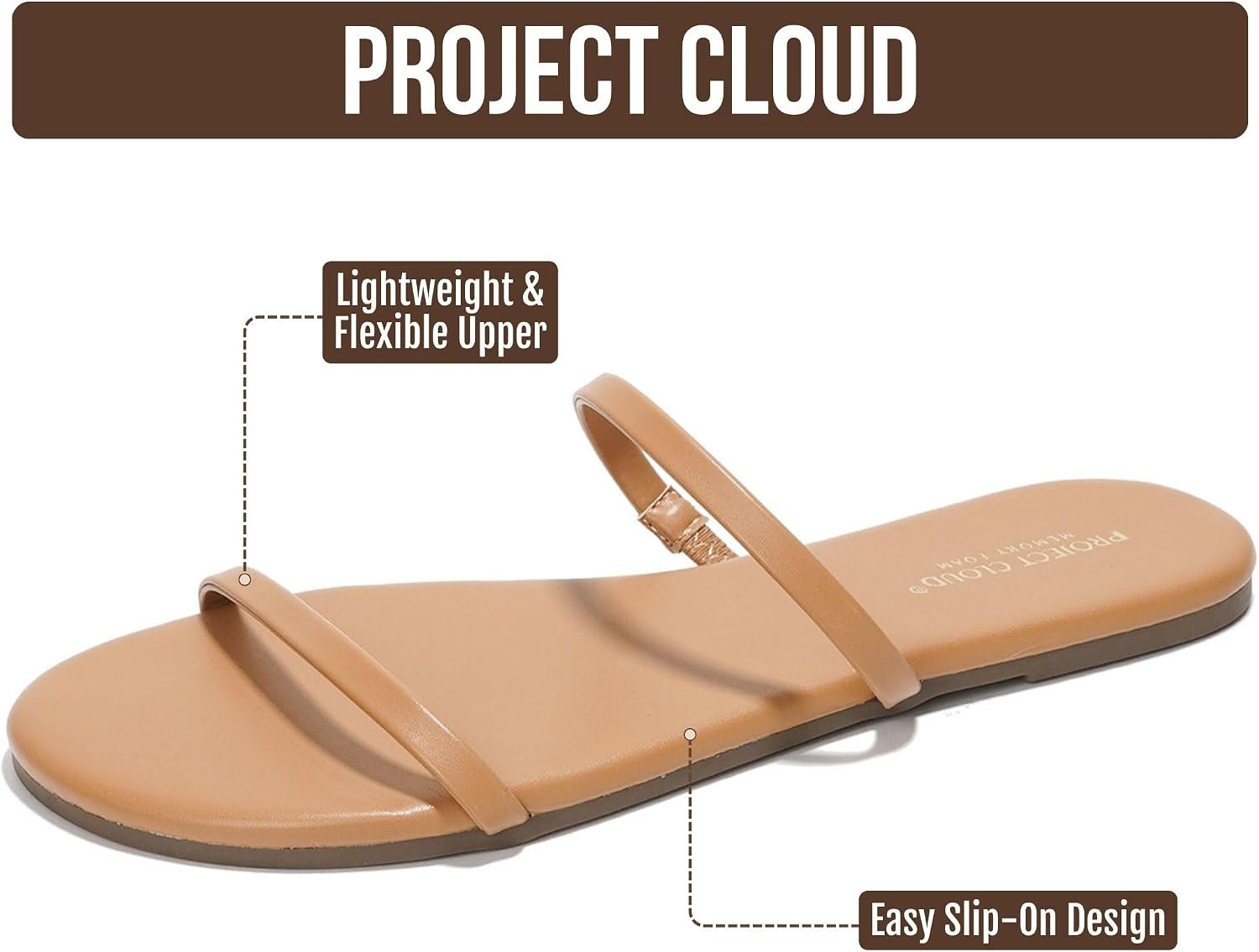 Project Cloud Summer Sandals for Women with Memory Foam Insole (Transition) | Memory Foam Insole; Beach Flip Flops; Non-Slip Sole; Lightweight Double Straps; Summer Sandals for Women; Everyday Comfort