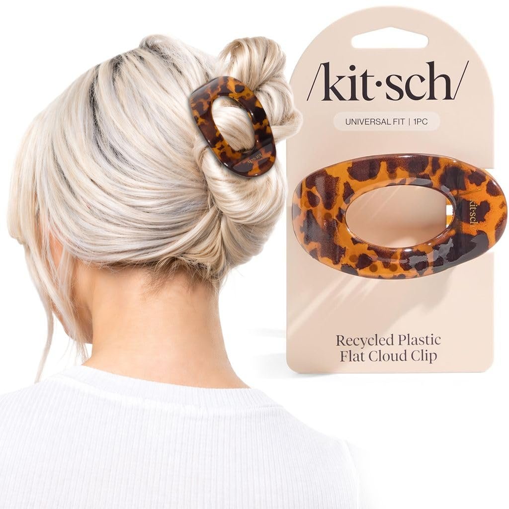 Kitsch Medium Flat Claw Clip for Women – Tortoise, 1pc | Durable & Strong Hold Flat Hair Clips For Styling, Half Updo | Non-Slip for Secure, Comfortable Wear, All Hair Types
