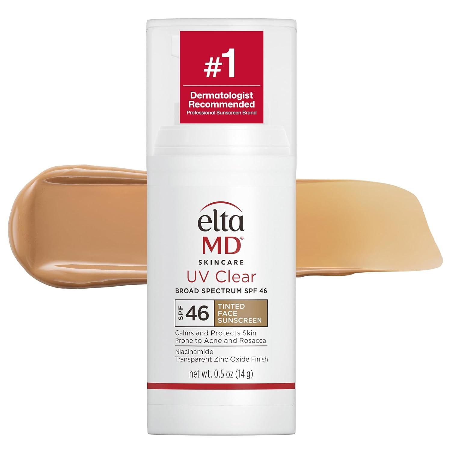 EltaMD UV Clear Face Sunscreen with Zinc Oxide, Oil-Free, SPF 46 and SPF 50 | Calms and Protects Acne-Prone Skin and Rosacea, No White Cast, Dermatologist Recommended, Available in Three Tints and Sizes