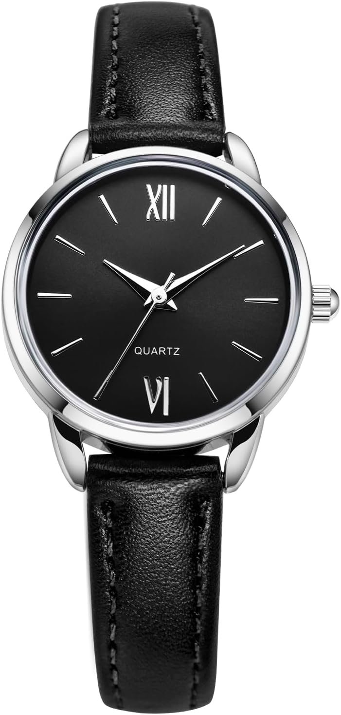 TWOPTION Women’s Leather Strap Watch Minimalist Wrist Watches for Women Ladies Analog Quartz Watch for Small Wrists