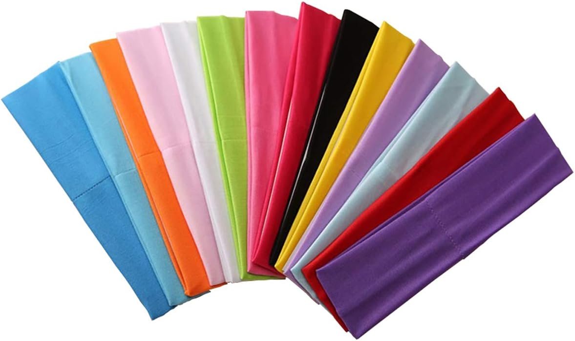 Zapire 14pcs Mixed Colors Yoga Sports Headbands for Women – Soft Elastic Stretch Girls Athletic Headbands