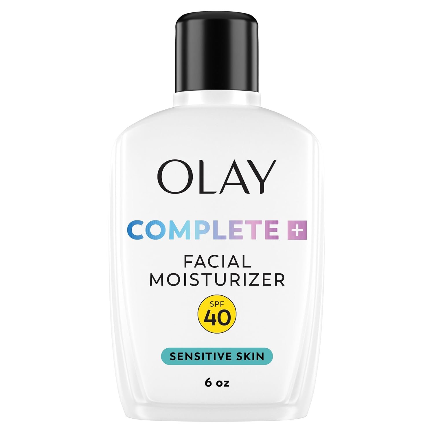 Olay Complete+ Face Moisturizer with Sunscreen SPF 40, For Sensitive Skin, Broad Spectrum Sun Protection, Fragrence-Free – No White Cast on All Tones, Nourishes Moisture Barrier – Ceramides, 6 Oz