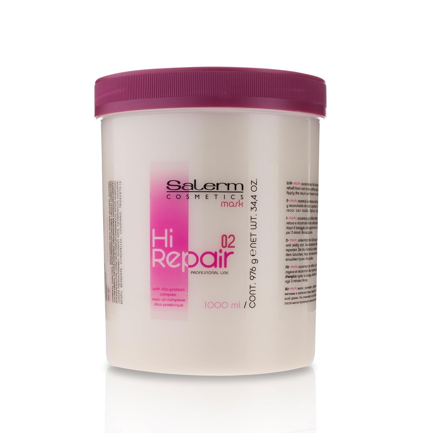 SALERM – Hair Repair Mask – Hi Repair Mask 02-1000 ml – Deeply Moisturizes Damaged Hair – Repairs and Rejuvenates – Shinier and Softer Hair – Immediate Effect