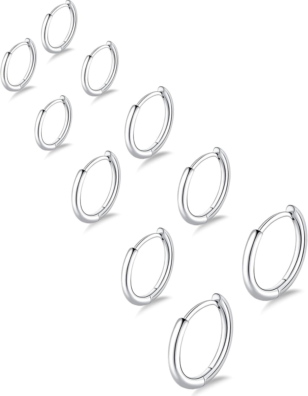 Gokeey 316L Surgical Stainless Steel Small Gold Silver Hoop Earrings for Women Men,Hypoallergenic Cartilage Helix Earrings for Sensitive Ears,Cute Conch Rook Tiny Huggie Hoops Earring Set for Multiple Piercing Jewelry Gift 6mm-12mm