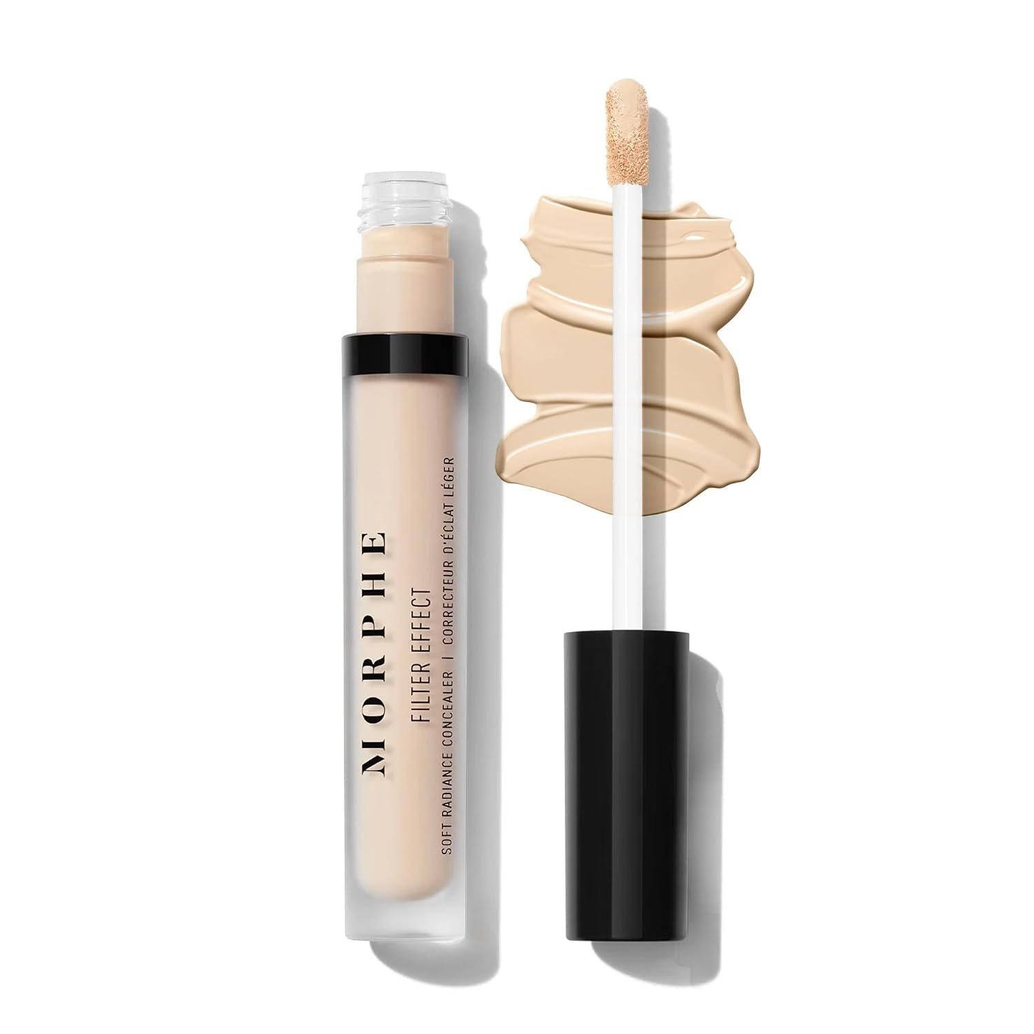 Morphe Filter Effect Soft Radiance Concealer – Buildable Coverage Liquid Concealer Face Makeup with Hyaluronic Acid & Pomegranate Extract & a Natural Radiant Finish – Light 4 (Warm) (0.12 fl oz)