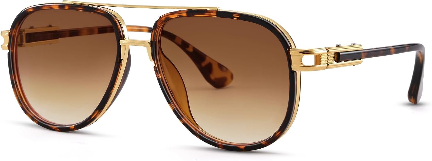 RAYSOL Retro Oversized Aviator Sunglasses for Women Men Metal Double Bridge Aviators Sun Glasses