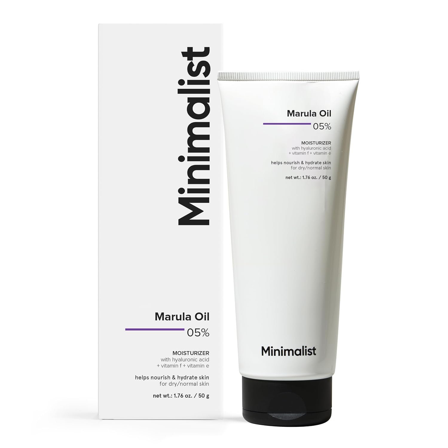 Minimalist Face Moisturizer for Dry Skin | Marula Oil 5% With Hyaluronic Acid For Deep Nourishment & Hydration | Face Hydrating Moisturizer | For Women & Men | 1.7 Oz / 50 gm