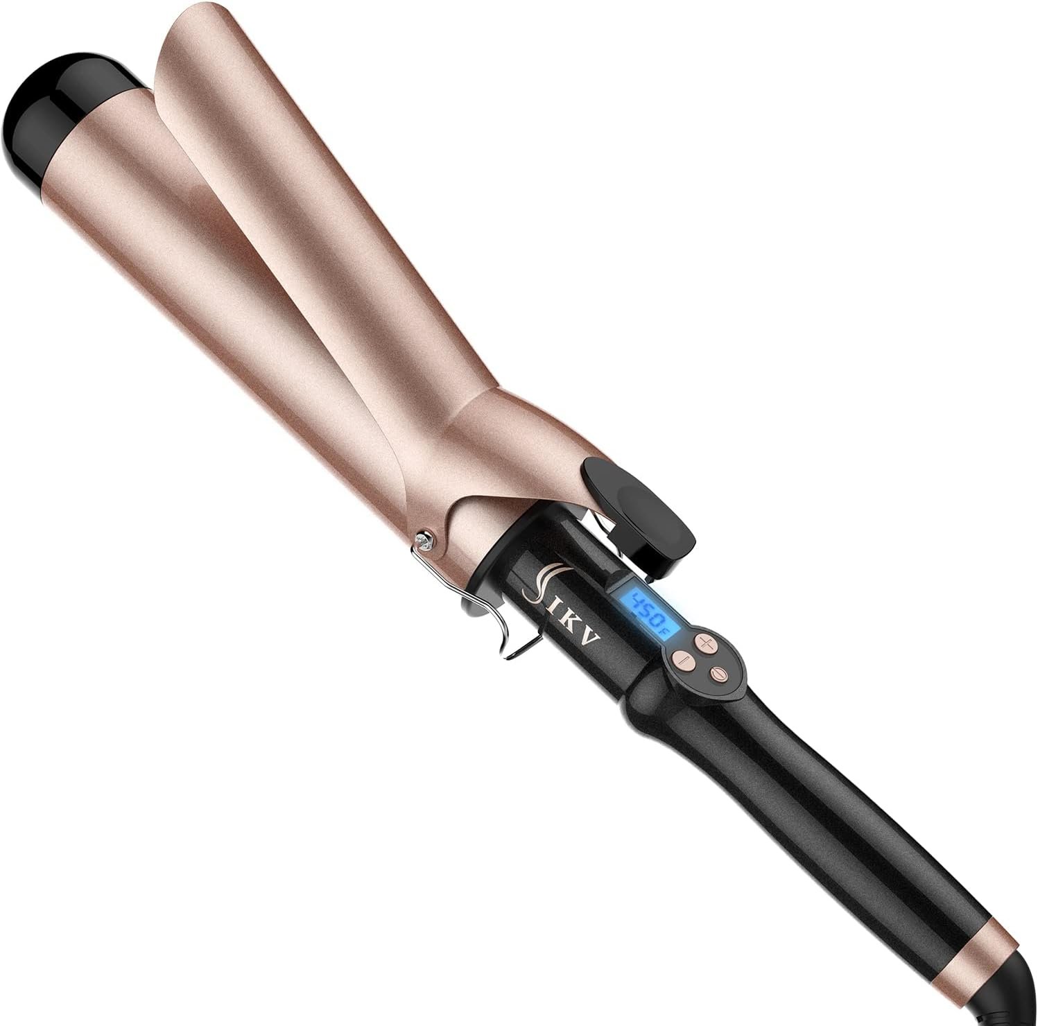 IKV 2 inch Curling Iron Extra Large Barrel for Long Hair, Soft Loose Curls | 2 inch Extra Big Curling Wand Long Barrel,Curling Iron Dual Voltage,225-450°F,Ceramic Tourmaline Curling Iron,Auto Shut Off