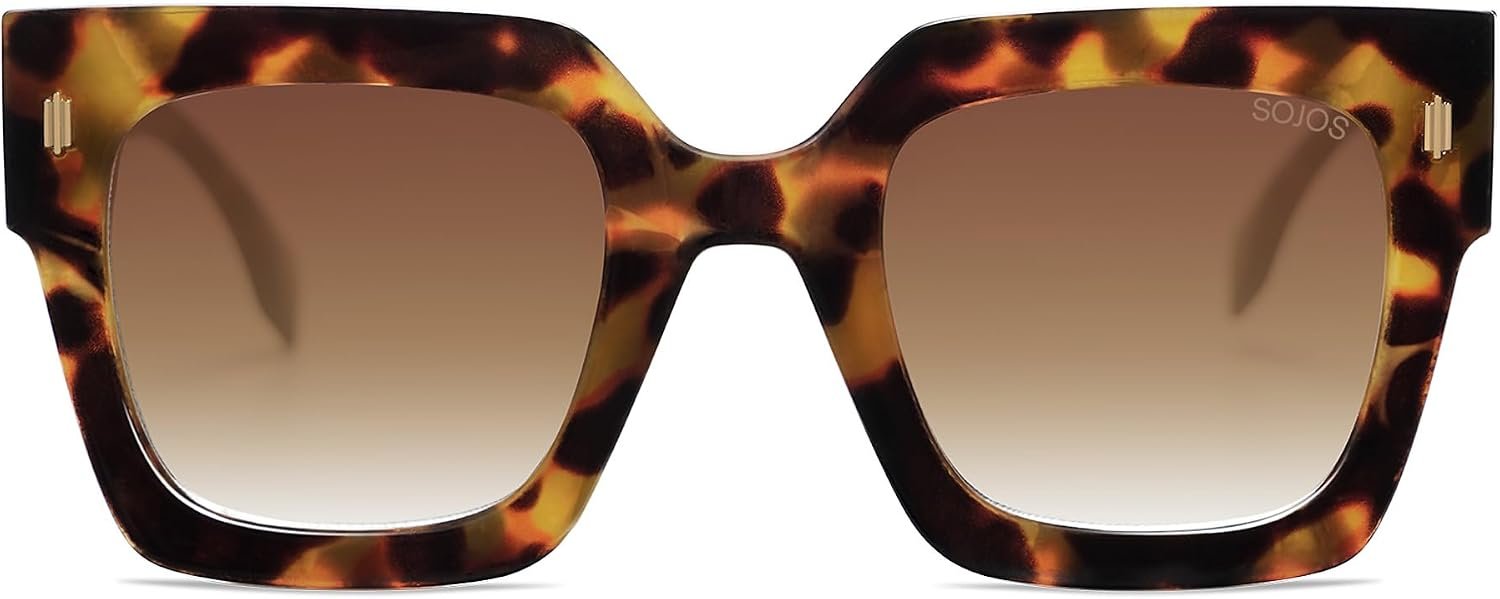SOJOS Retro Trendy Oversized Thick Square Sunglasses Womens SJ2194 | Vintage UV400 Large Luxury Shades Driving Sunnies For Daily Wear Travel Beach Outdoor Women Accessories