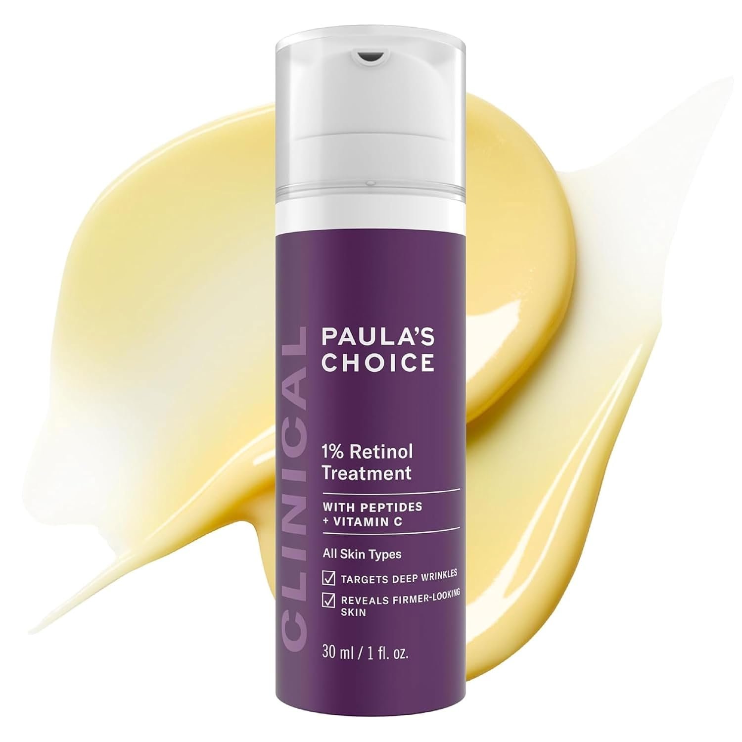 Paula’s Choice CLINICAL 1% Retinol Face Treatment with Peptides | Anti-Aging Face Serum with Vitamin C & Licorice Extract for Fine Lines & Wrinkles, Fragrance Free