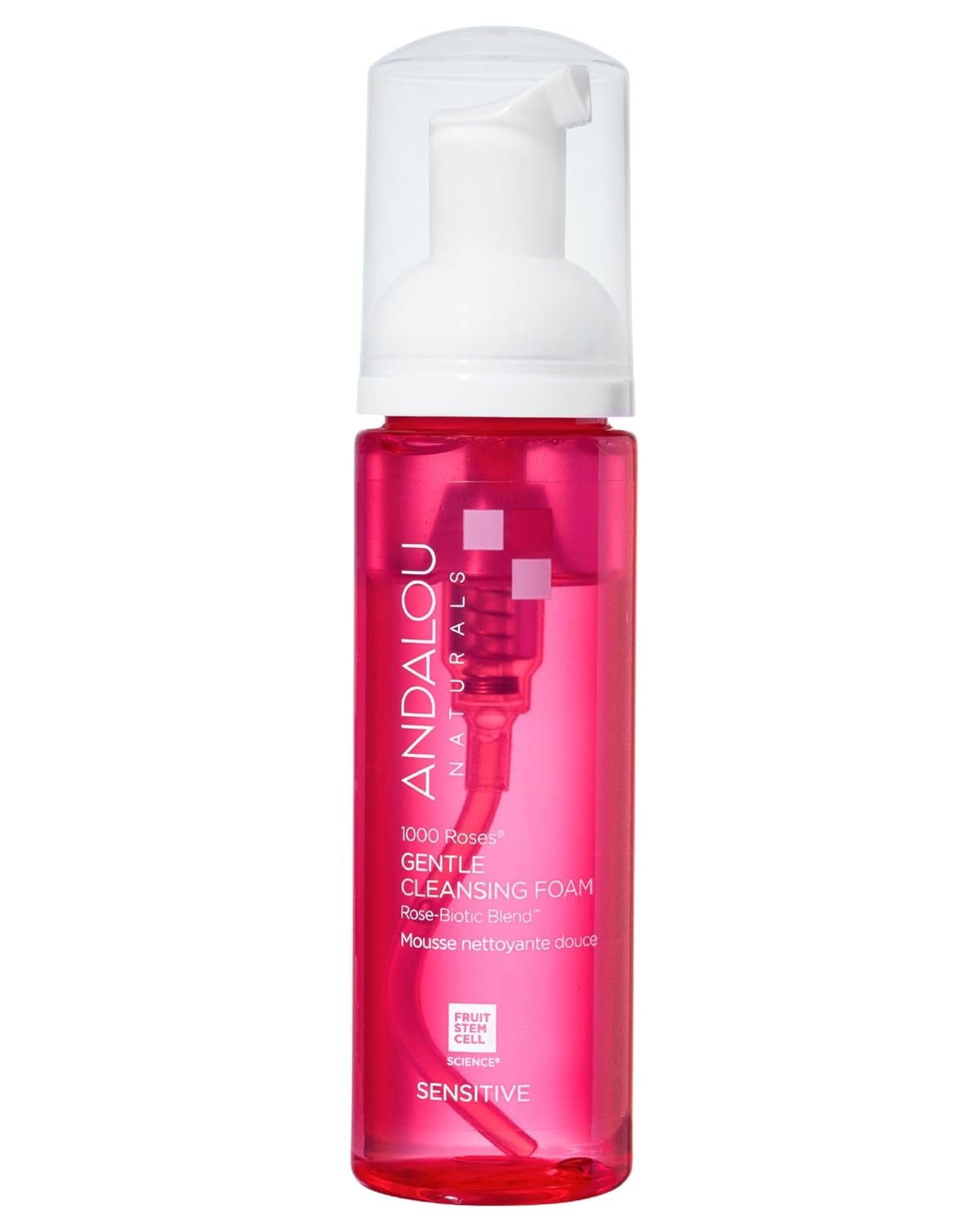 Andalou Naturals 1000 Roses Gentle Cleansing Foam (5.5 fl oz) | Foaming Face Wash with Rose Stem Cells & Organic Aloe Leaf Juice, Hydrating Daily Cleanser for Sensitive Skin
