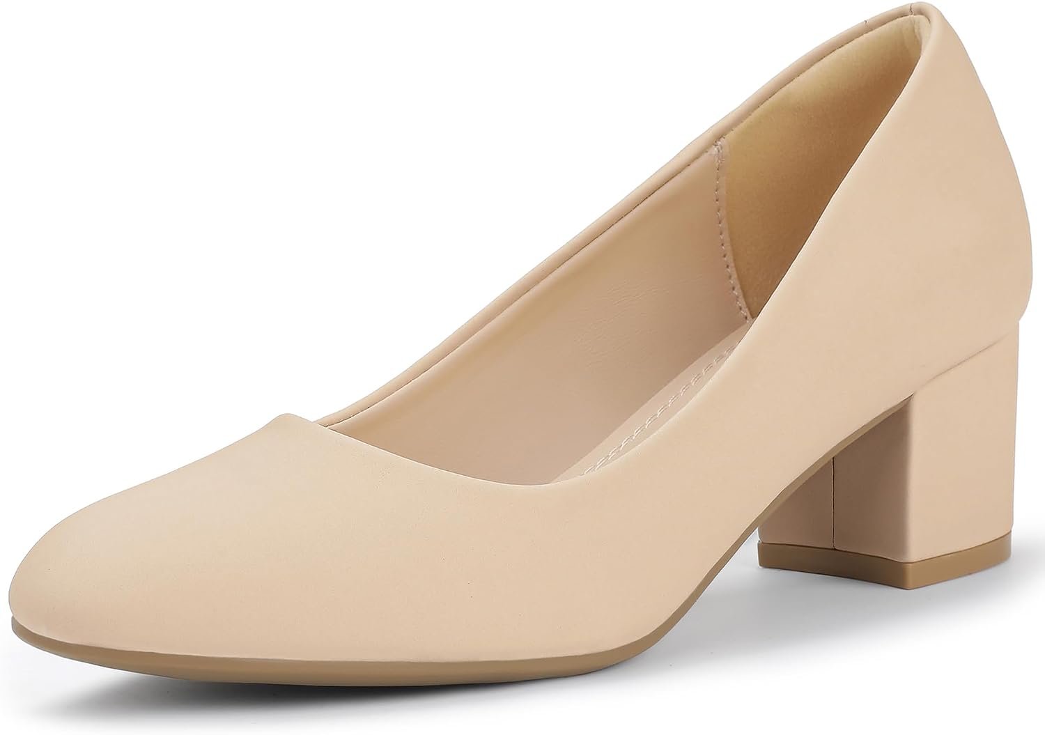 IDIFU IN2 Closed Toe Low Heels Block Chunky Short Pumps Shoe | Small Thick Wedding Homecoming Work Office Dress Shoes for Women Comfortable Cute Formal Classic Round Toe Dressy Heel