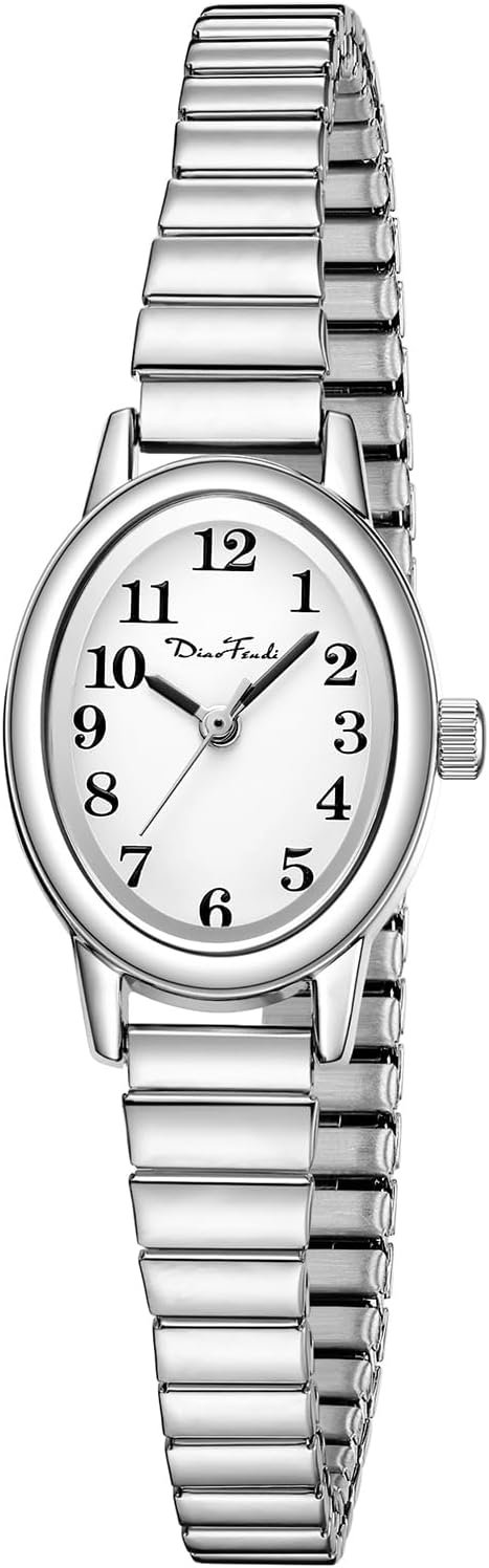 Diaofendi 3 Sizes (S/M/L) Small Gold Watches for Women – Fit 5″-8″ Expansion Band, Valentine’s Day Gifts for Mom Wife, Easy Read Ladies Quartz Watch, Water Resistant