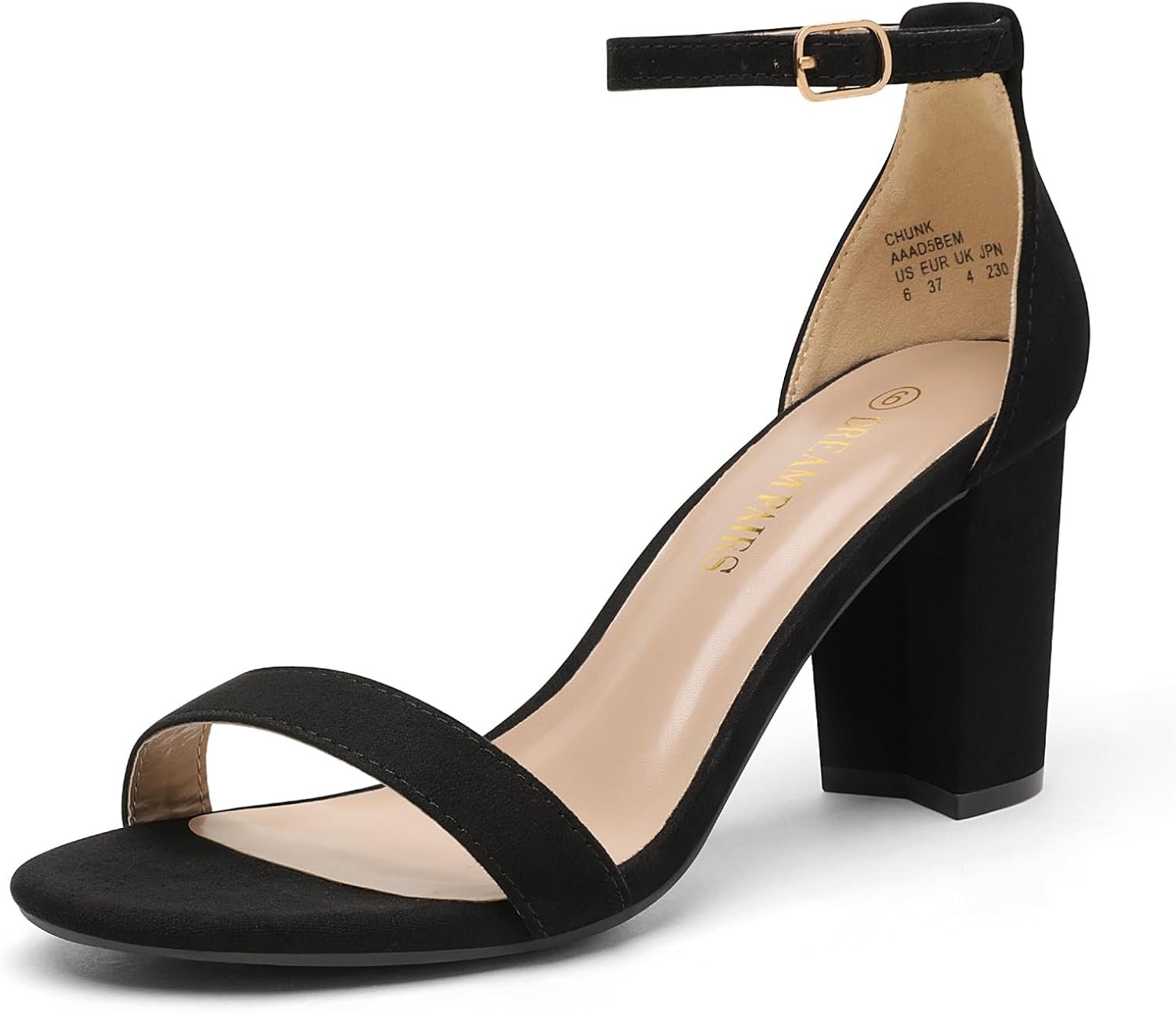 DREAM PAIRS Women’s Comfort Block Heel Sandals | Open Toe Adjustable Ankle Strap Chunky Dress Heels, Fashion Formal Heeled Sandals for Prom, Wedding Guest and Formal Events