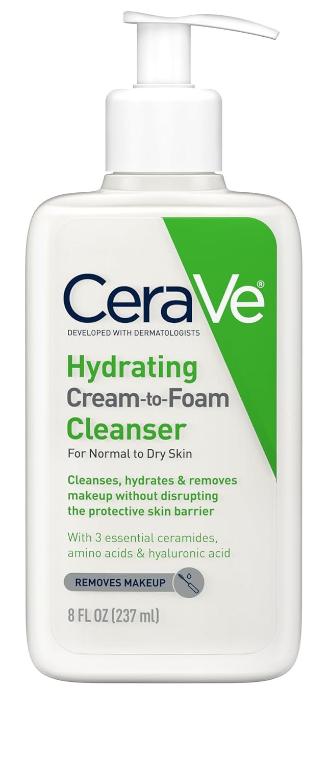 CeraVe Hydrating Cream To Foam Cleanser, Face Wash for Dry Skin, 8oz