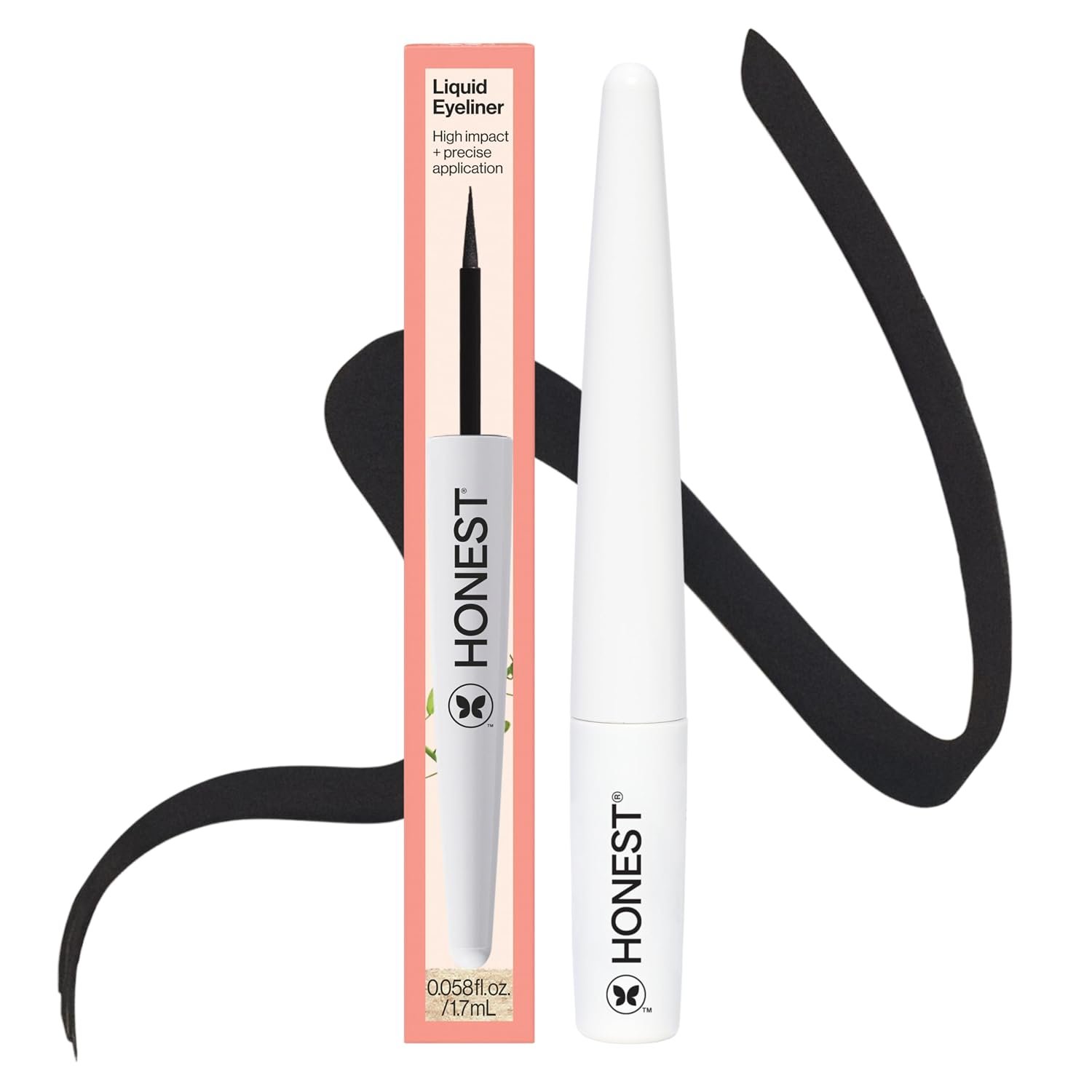 Honest Beauty Liquid Eyeliner, Hypoallergenic, Vegan, Black, 0.58 fl oz
