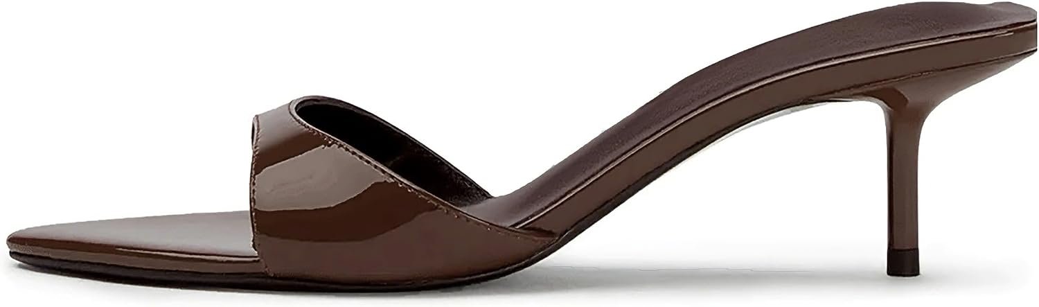 Mattiventon Kitten Heels Mule Heeled Sandals for Women | Pointed Open Toe Slip on Mules Sandals Slingback Heels Summer Office Party Wedding Prom Dress Shoes