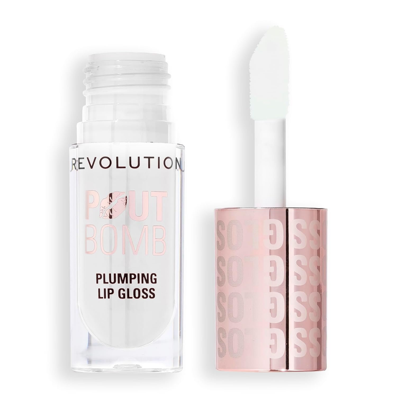 Revolution Pout Bomb Plumping Lip Gloss, Glaze Clear | Buildable, High Shine for Hydrating, Plumping Finish, Buildable Color, Vegan & Cruelty-Free, 0.15 fl oz