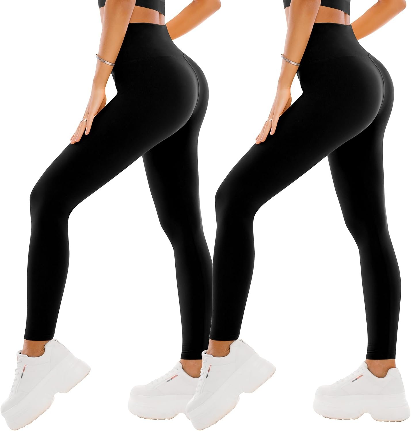 SINOPHANT High Waisted Leggings for Women, 2 Packs | Buttery Soft, Yoga Pants, Workout Athletic