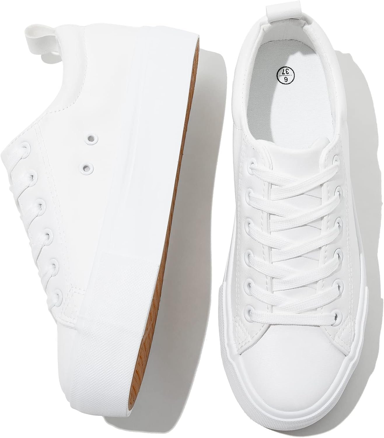 SERNIAL Womens White Platform Sneakers PU Leather Shoes | Platform,Water Resistant,Slip Resistant,Easy Clean,All Match