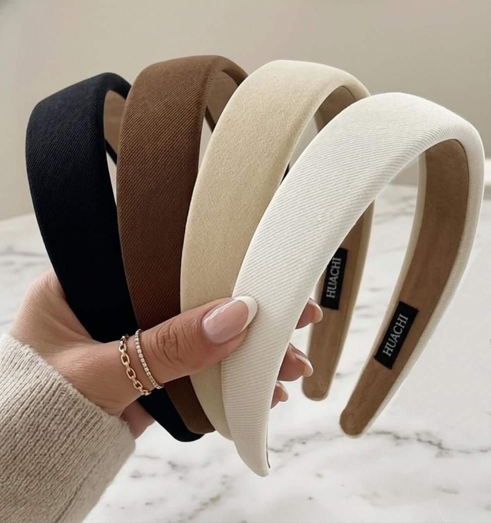 Huachi Headbands for Women Non Slip Trendy Headbands for Women’s Hair 1 inch Wide, Fall Head Bands Cute Headband for Girls Elastic Hair Bands for Womens Fashion Accessories Gifts 4PCS