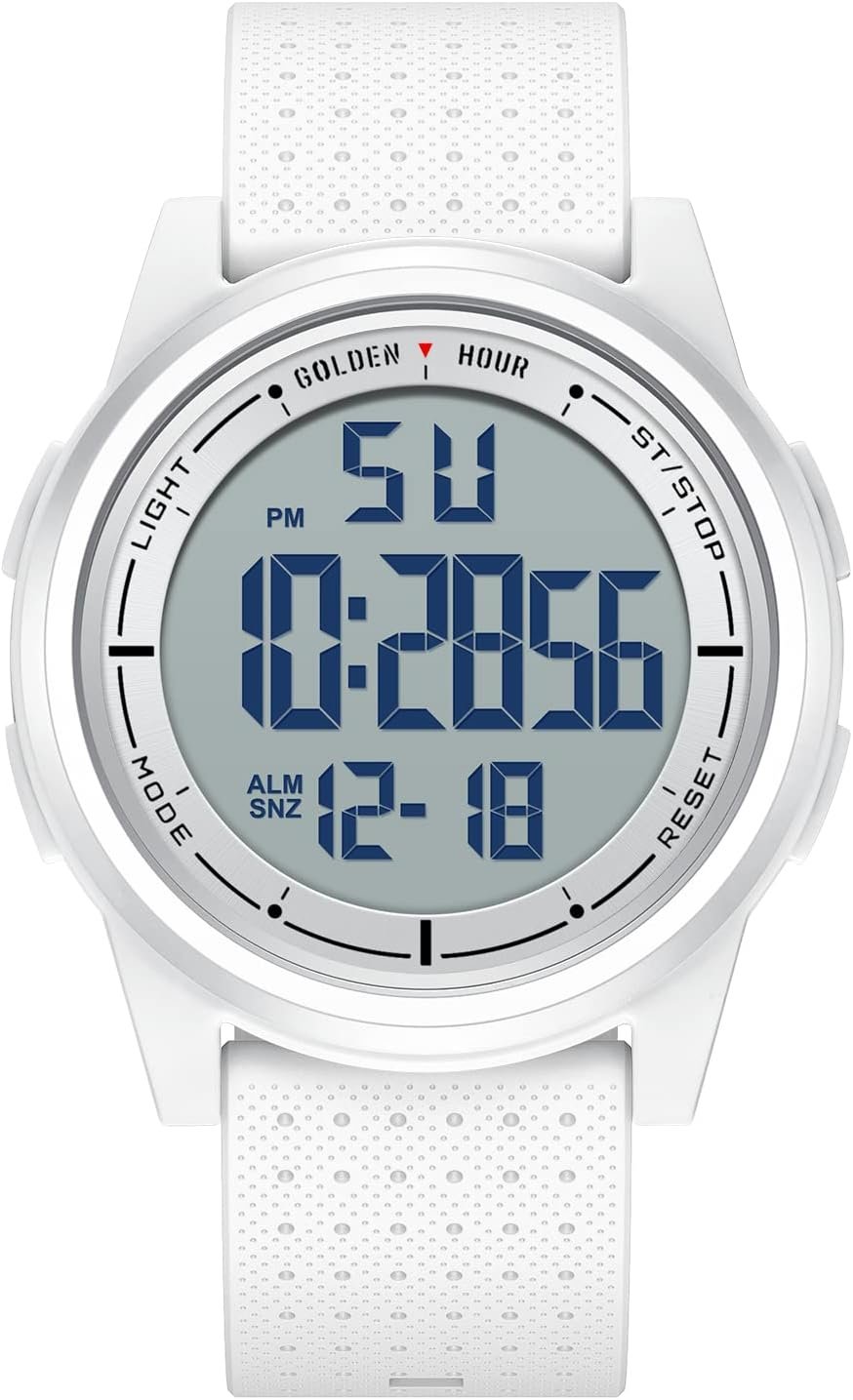 GOLDEN HOUR Ultra-Thin Minimalist Sports Waterproof Digital Watches Men with Wide-Angle Display Rubber Strap Wrist Watch for Men Women
