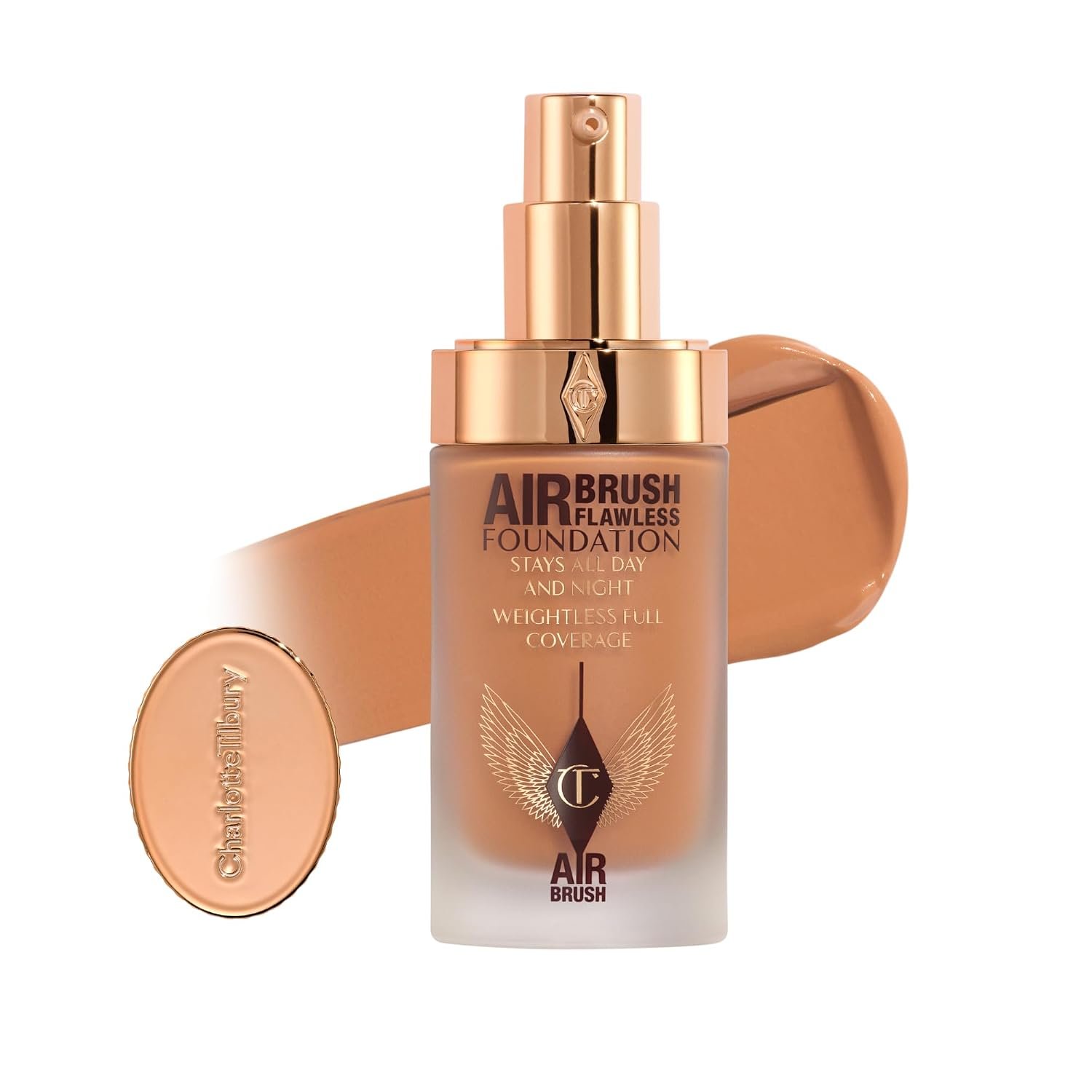 Charlotte Tilbury Airbrush Flawless Matte Foundation – Full Coverage Liquid Makeup with a Natural-Matte Finish – Smoothes & Blurs Pores – Waterproof & Transfer Resistant