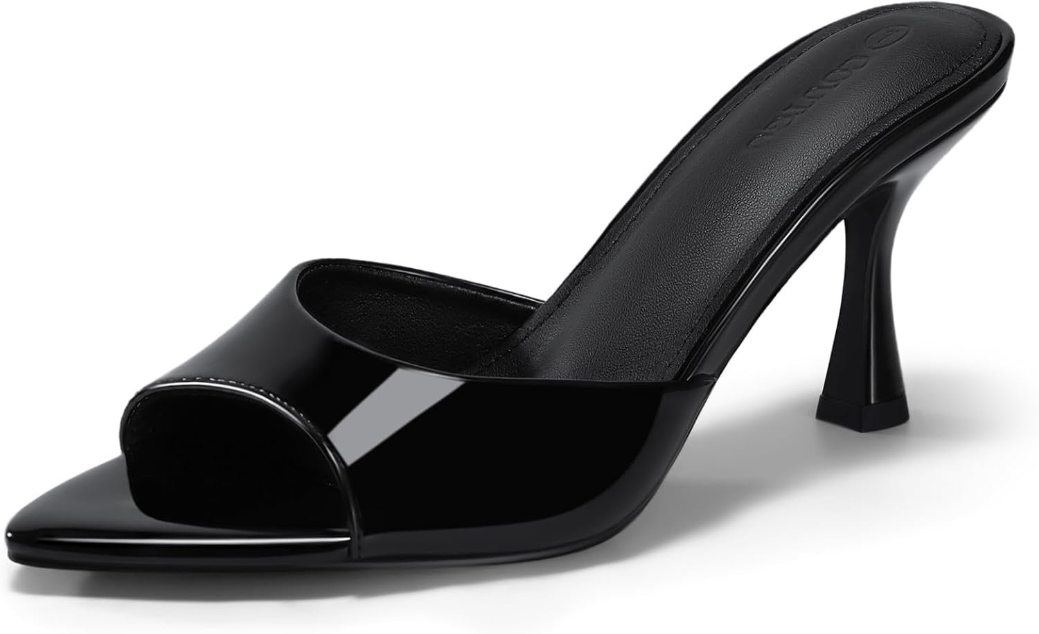Coutgo Womens Kitten Heel Sandals Heeled Mules Pointed Open Toe High Heels | Comfortable, Sexy, Slip On, Backless, Dress Shoes, 3.2 Inch, Peep Toe, Wedding, Bridal, Party, Prom, Graduation