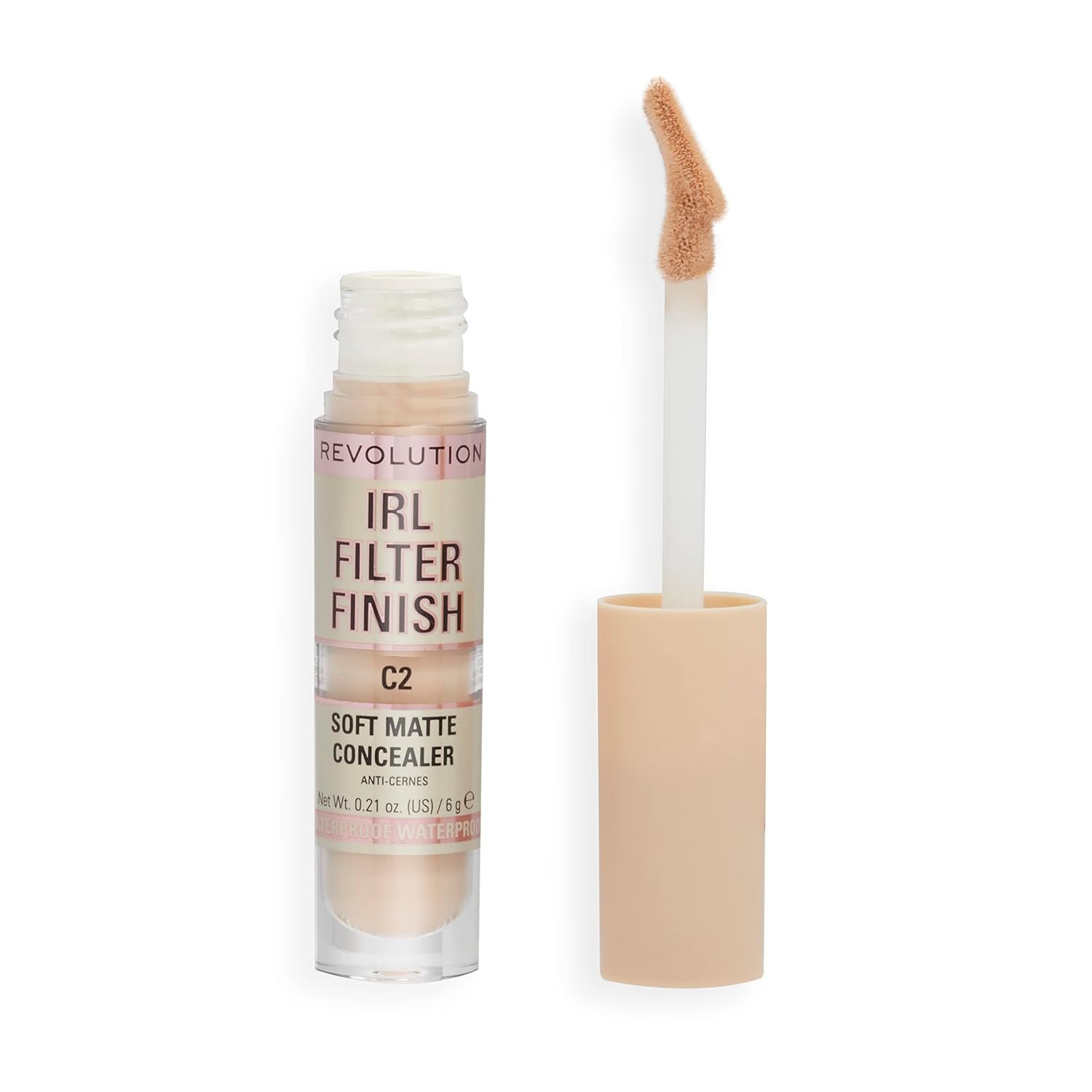 Revolution IRL Filter Finish Concealer, C2 | Full Coverage, Oil-Free, Long-Lasting & Lightweight Formula, Infused with Hyaluronic Acid, Vegan & Cruelty-Free, 0.21 oz