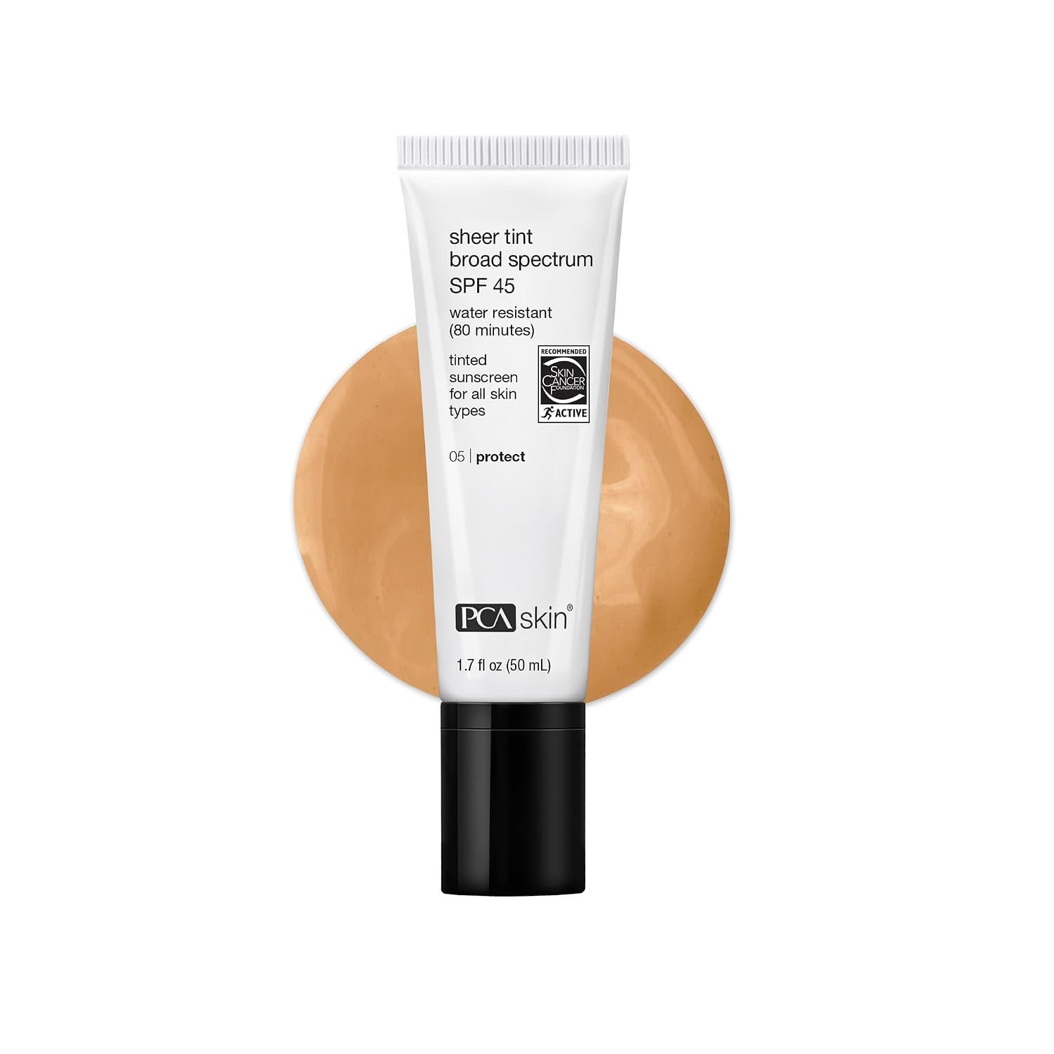 PCA SKIN Sheer Tint Broad Spectrum SPF 45 Tinted Face Sunscreen | For All Skin Tones, Water-Resistant Up to 80 Minutes, Zinc Oxide and Titanium Dioxide Formulated, Wear Alone or Under Makeup