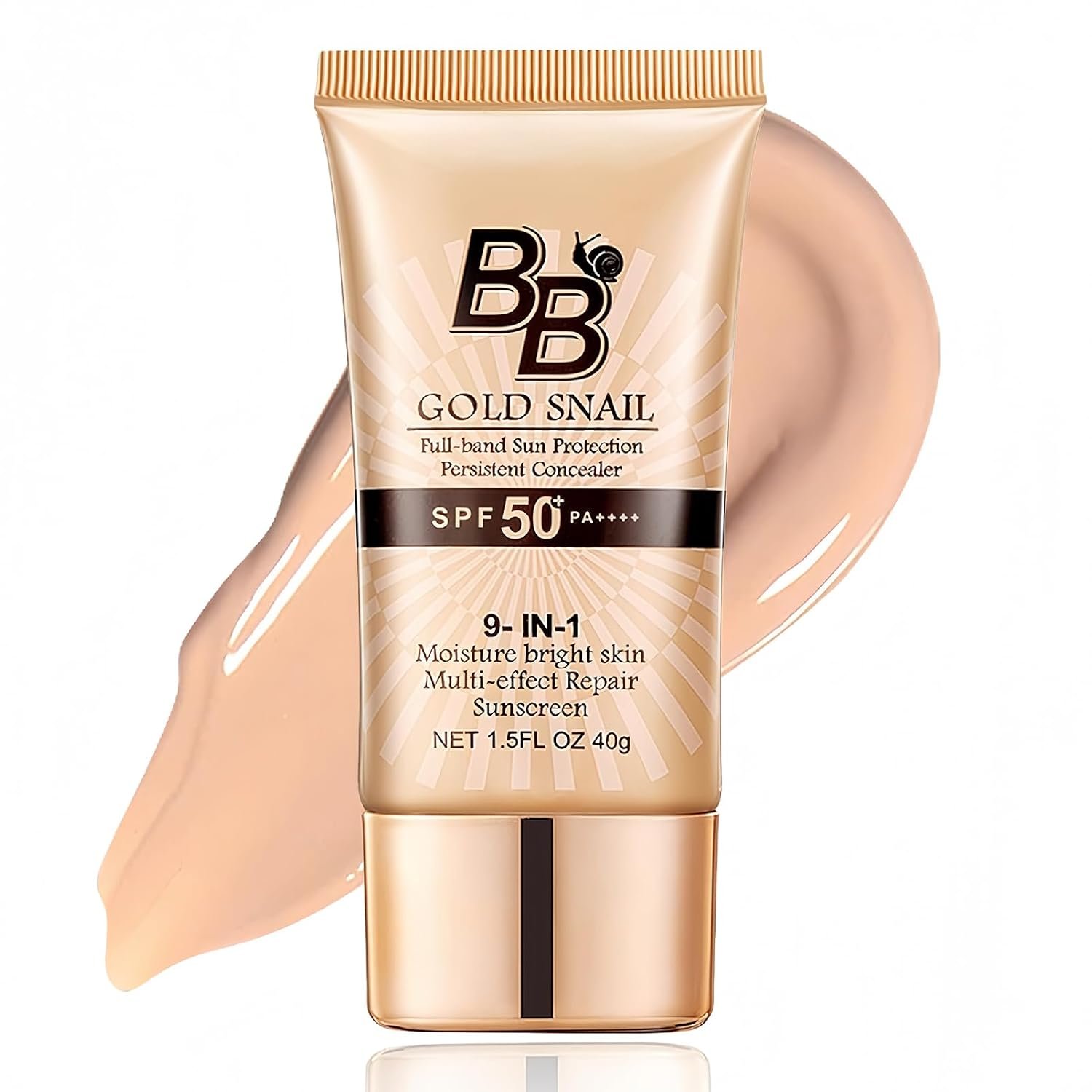 BB Cream Tinted Moisturizer with SPF 50 PA++++, Lightweight Full Coverage Foundation Sunscreen, Hydrating Face Makeup Base, Long Lasting Natural Finish, 40g