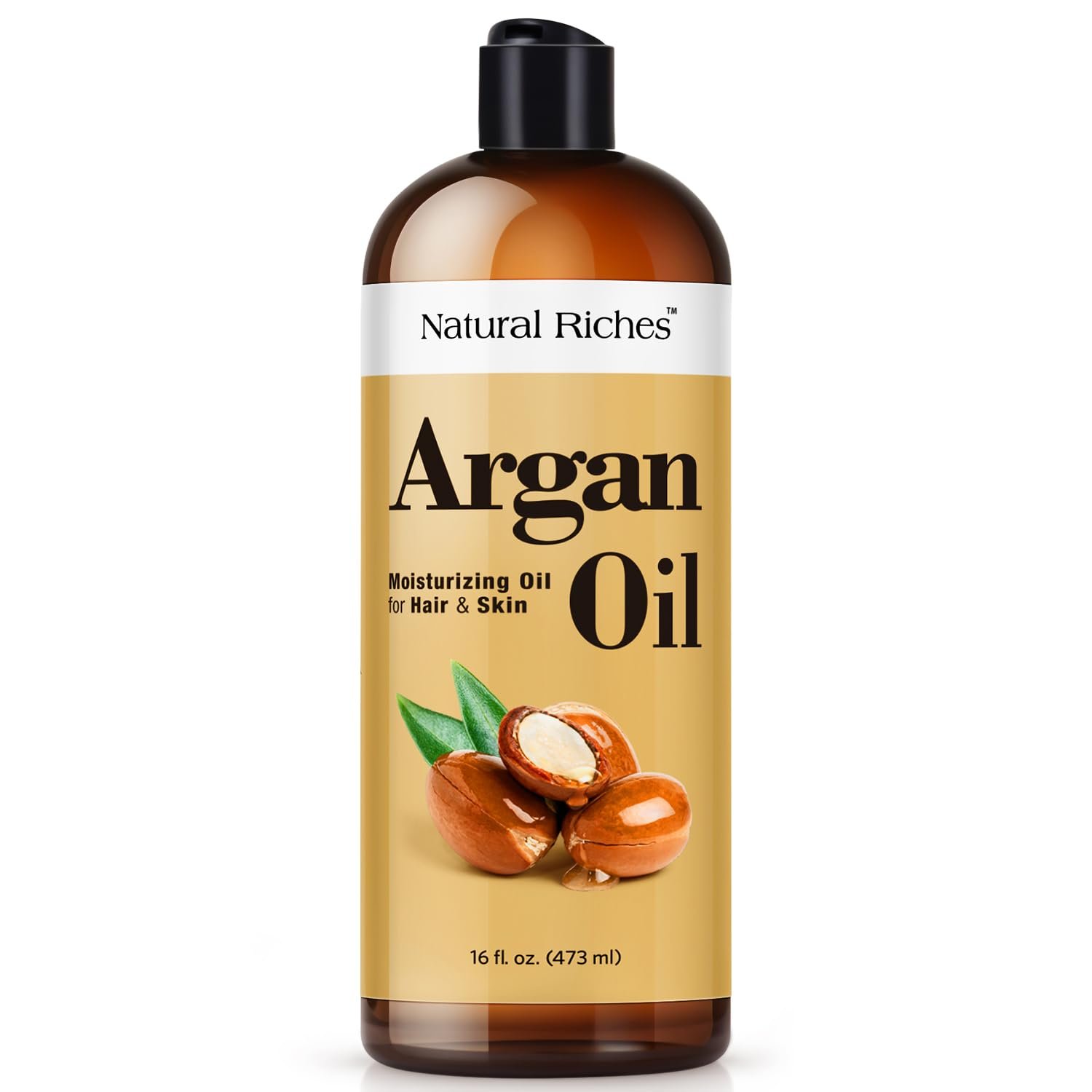 Moroccan Argan Oil 16 Fl Oz Deep Moisturizing Hair & Skin Oil | Cold Pressed Argan Hair Oil Serum for Dry, Damaged & Coarse Hair – Natural Riches