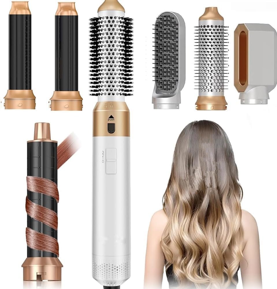Hair Dryer Brush 5 in 1, Negative Ion Blow Dryer Brush Set – 110,000 RPM High -Speed Hot Air Brush Air Styler Curling Wrap Air Curler,Curling Iron Hair Styling Tools for Straight Curl Drying Smoothing