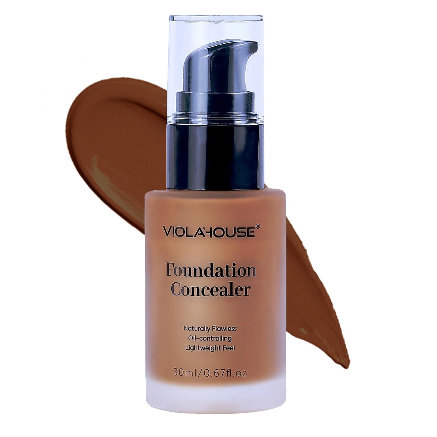 VIOLA HOUSE Concealer Foundation, Full Coverage Flawless Soft Matte,Waterproof & Long Lasting, Cover Redness and Imperfections, 30ml/0.67oz (Ebony)