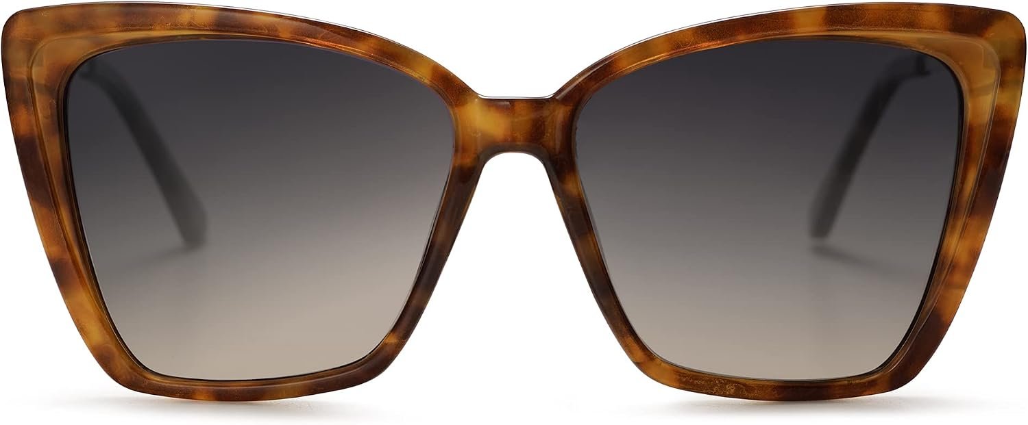 SOJOS Trendy Polarized Sunglasses For Women Retro Womens Oversized Square Cat Eye Sun Glasses UV Protection SJ2206 | Retro Classic Fashion UV400 Protection Shade Accessory Driving