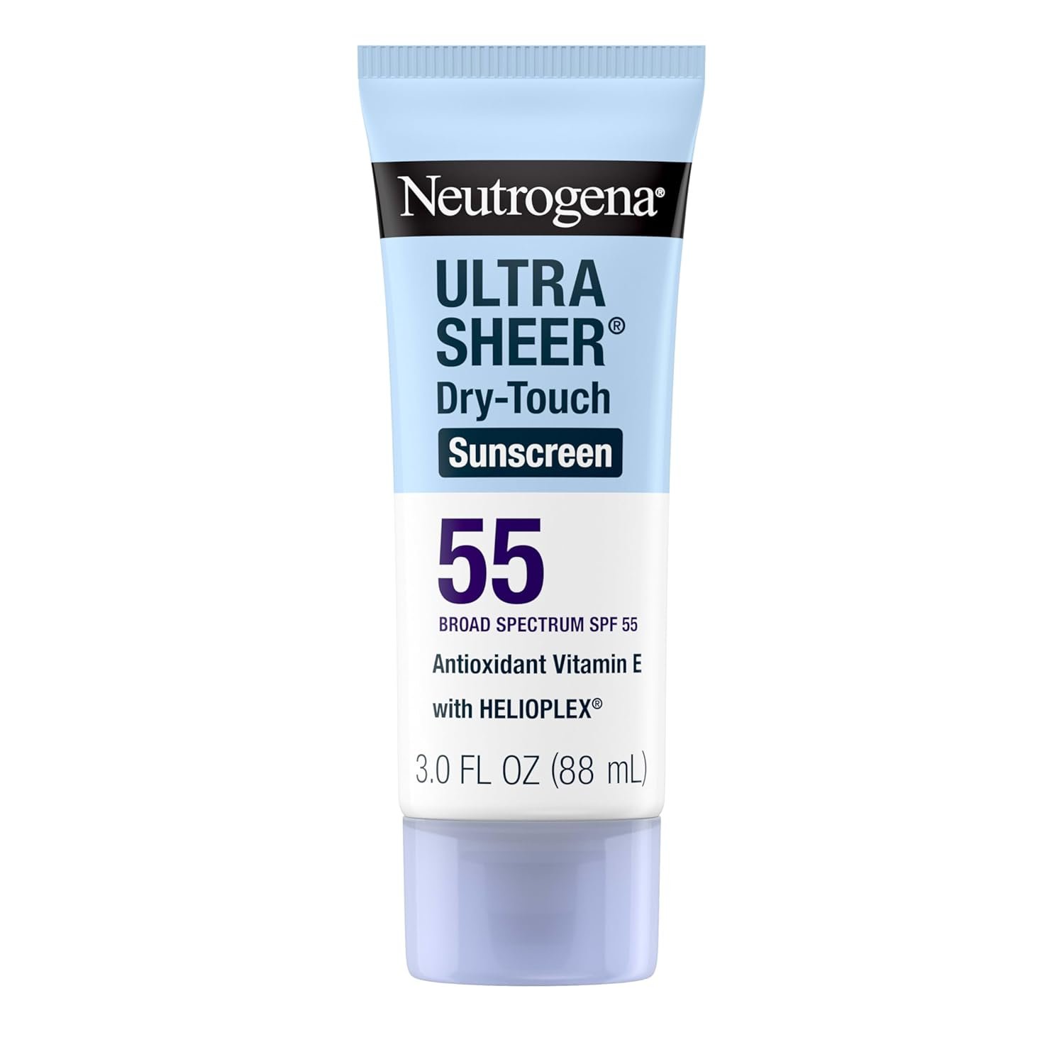 Neutrogena, Ultra Sheer Dry-Touch Sunscreen SPF 55 for Face and Body, Lightweight Non Greasy Broad Spectrum Uva/Uvb Protection, No White Cast, Water Resistant (80 Min) Travel Sunscreen Lotion, 88.7 mL