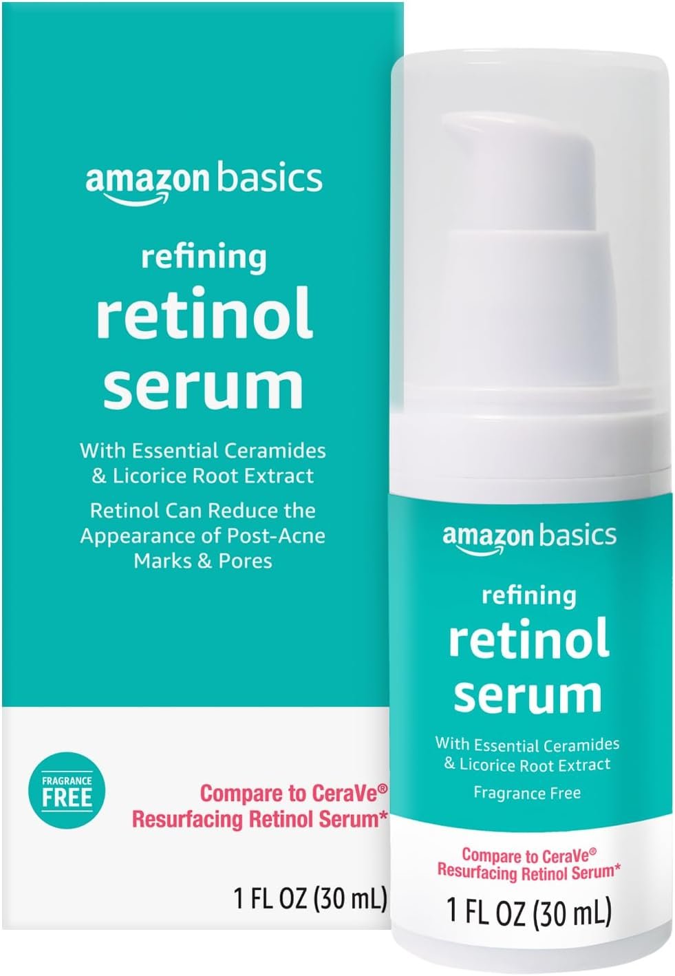 Amazon Basics Retinol Serum for Face, Pore Minimizer, Fast Absorbing Formula, 1 Fluid Ounce, 1-Pack
