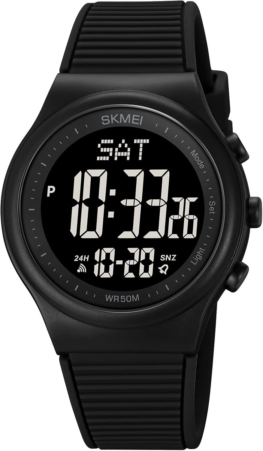 Digital Watch for Women Waterproof Black Wristwatch Sports Mens Stopwatch
