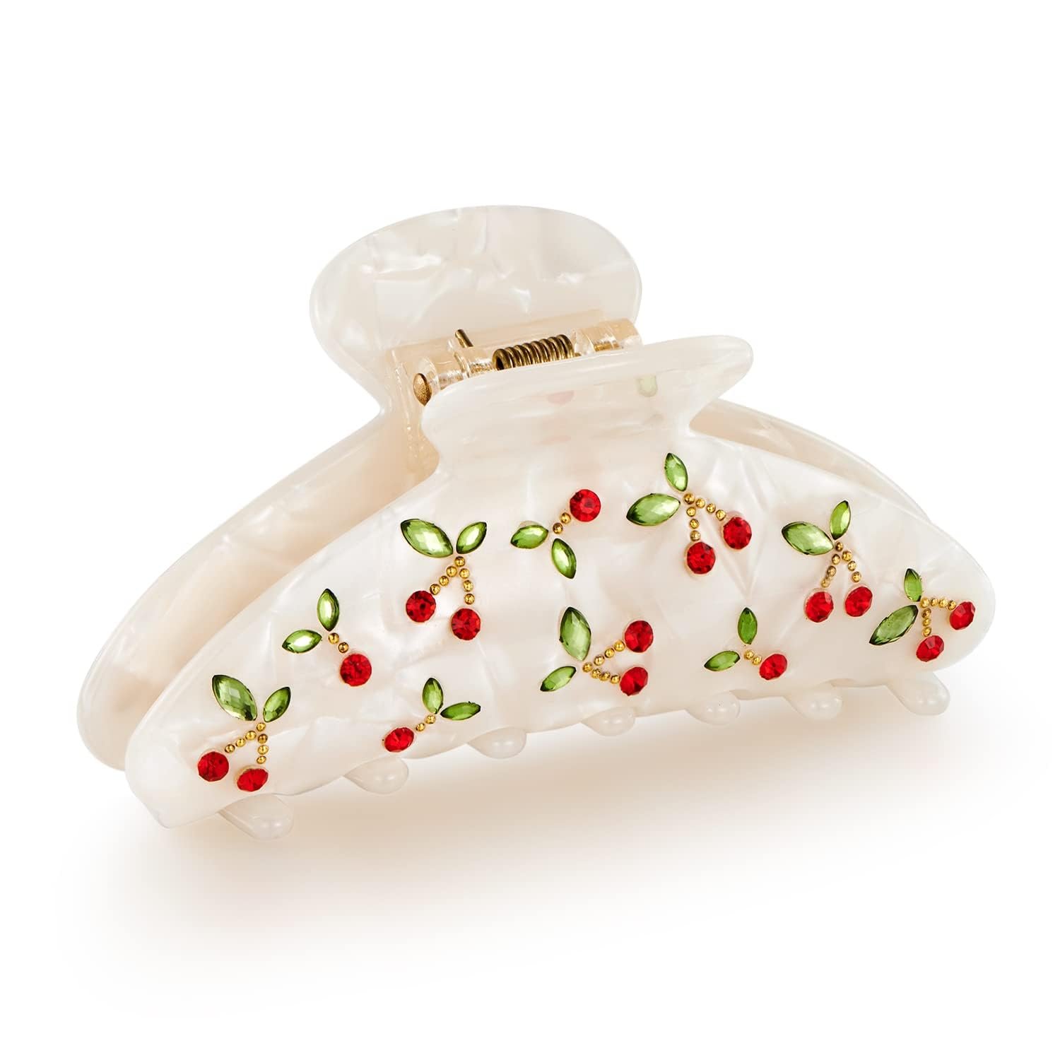 LILIE&WHITE Acrylic Hair Clips Claws For Women With The Rhinestone Pattern In Red Cherry Shape Hair Clip For Thick Hair Hair clips for styling sectioning 1PC | In Red Cherry Shape Hair Clip For Thick Hair Hair clips for styling sectioning